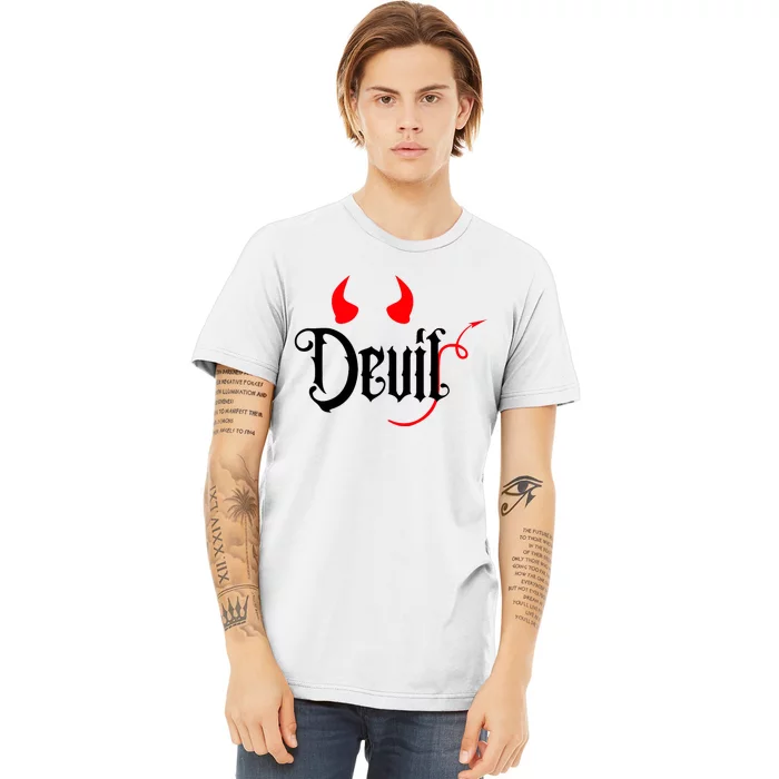 Devil Halloween Matching Couple Girlfriend Premium T-Shirt