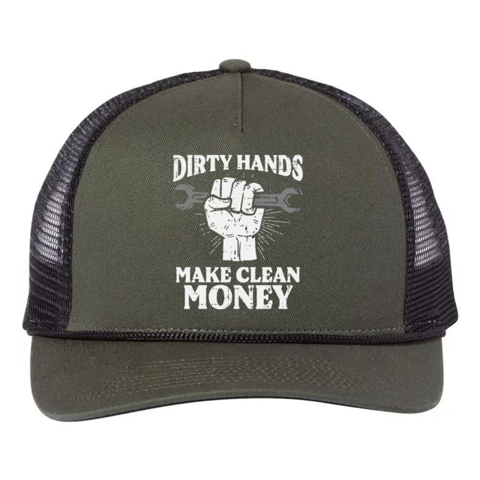 Dirty Hands Make Car Auto Garage Mechanic Retro Rope Trucker Hat Cap