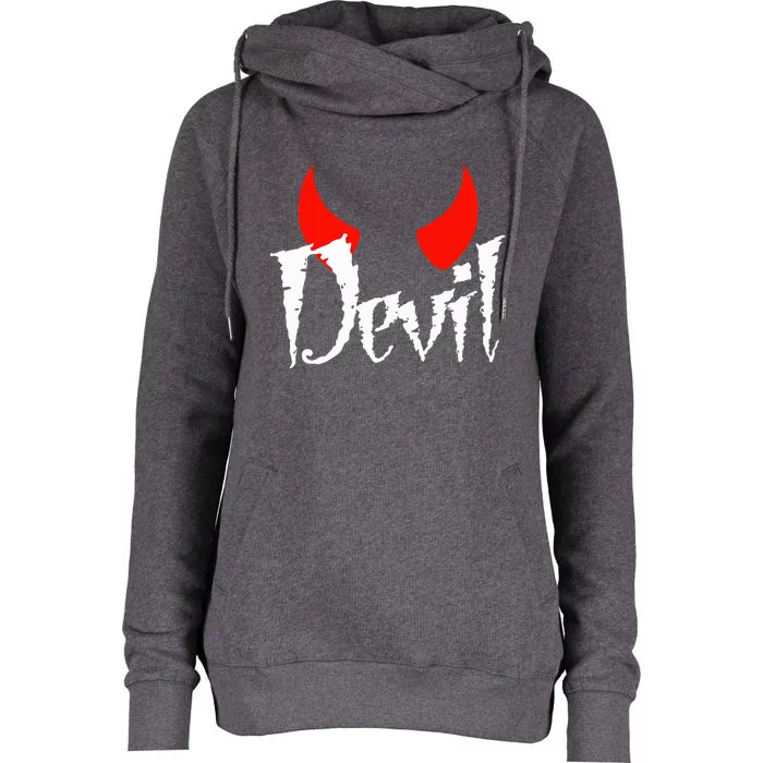 Devil Halloween Matching Couple Girlfriend Womens Funnel Neck Pullover Hood