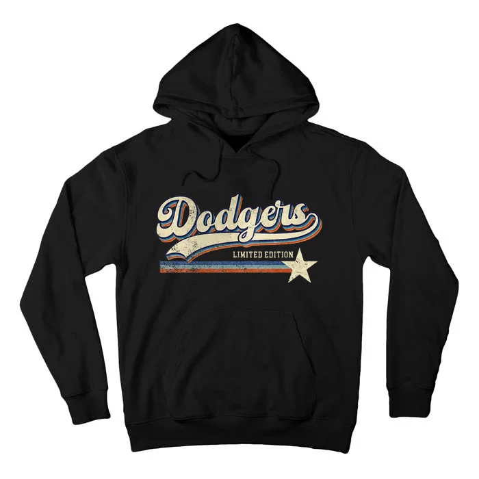 Dodgers Heart Name Design Retro Style Graphic Tall Hoodie