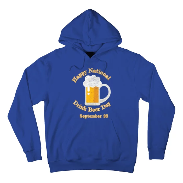 Distressed Happy National Beer Day September 28 Gift Hoodie