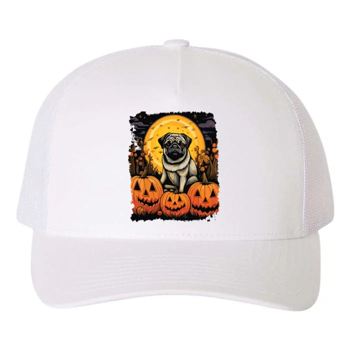 Dog Halloween Pug Yupoong Adult 5-Panel Trucker Hat