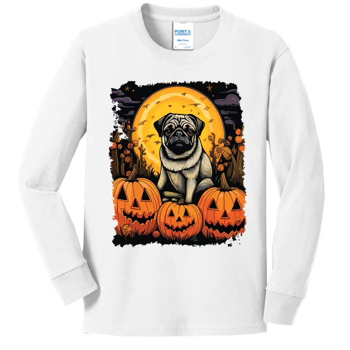 Dog Halloween Pug Kids Long Sleeve Shirt