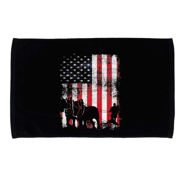 Draft Horse Patriotic American Flag Vintage Farmer Microfiber Hand Towel