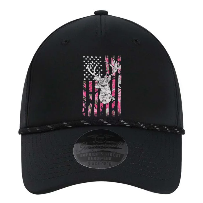 Deer Hunting Pink Camouflage Flag Distressed Gift Performance The Dyno Cap