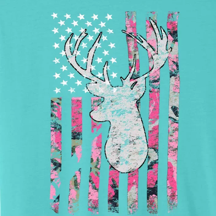 Deer Hunting Pink Camouflage Flag Distressed Gift ChromaSoft Performance T-Shirt