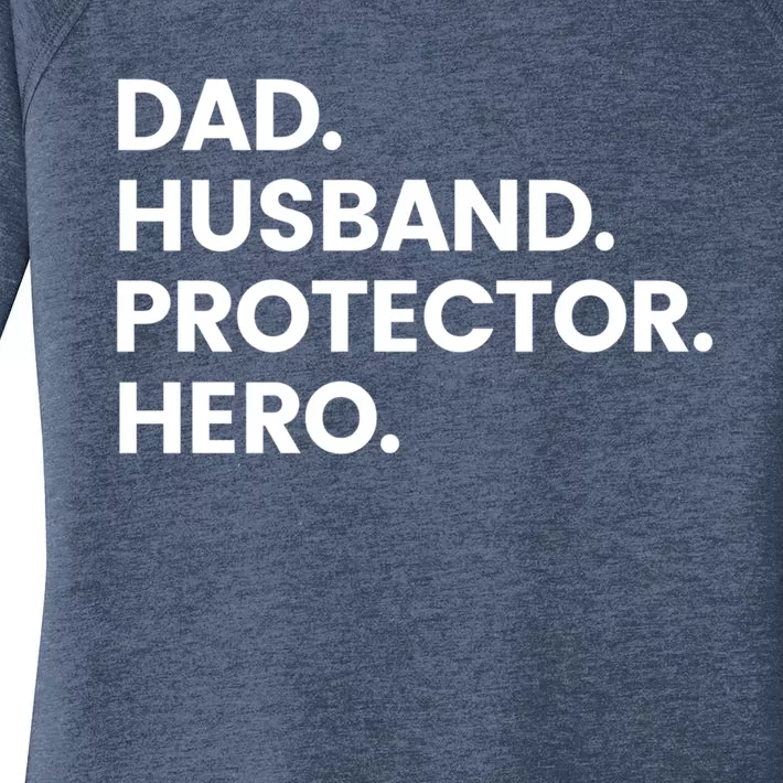 Dad Husband Protector Hero Gift Fathers Day Gift Women's Perfect Tri Tunic Long Sleeve Shirt