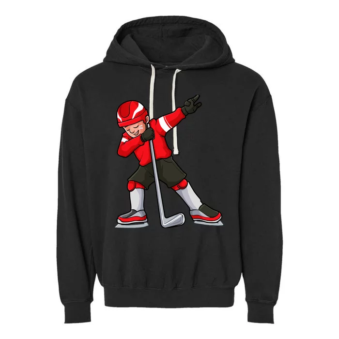 Dabbing Hockey Player Boy Girl Cool Ice Hockey Garment-Dyed Fleece Hoodie