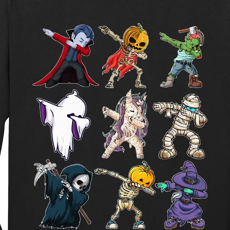 Dabbing Halloween Pumpkin Skeleton Kids Pumpkin Dab Tall Long Sleeve T-Shirt