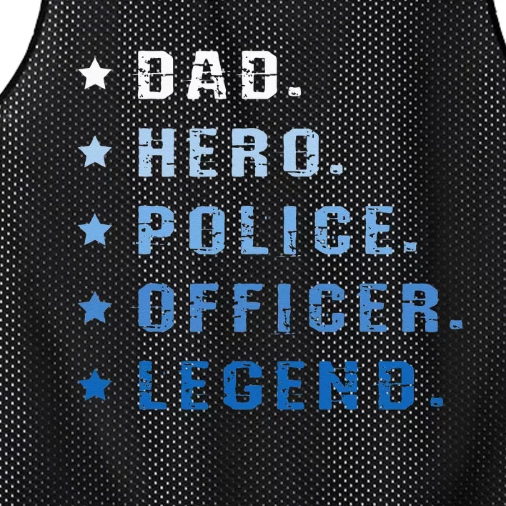 Dad Hero Police Officer Legend Retro Law Enforcement Mesh Reversible Basketball Jersey Tank