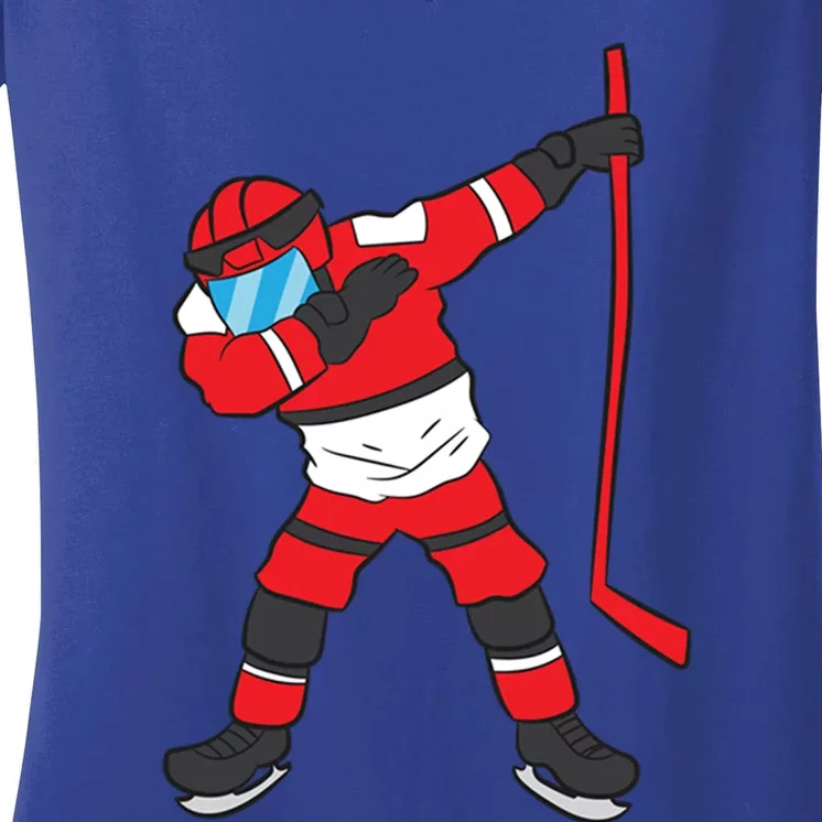 Dabbing Hockey Player Hockey Son Hockey Gift Ice Hockey Great Gift Women's V-Neck T-Shirt