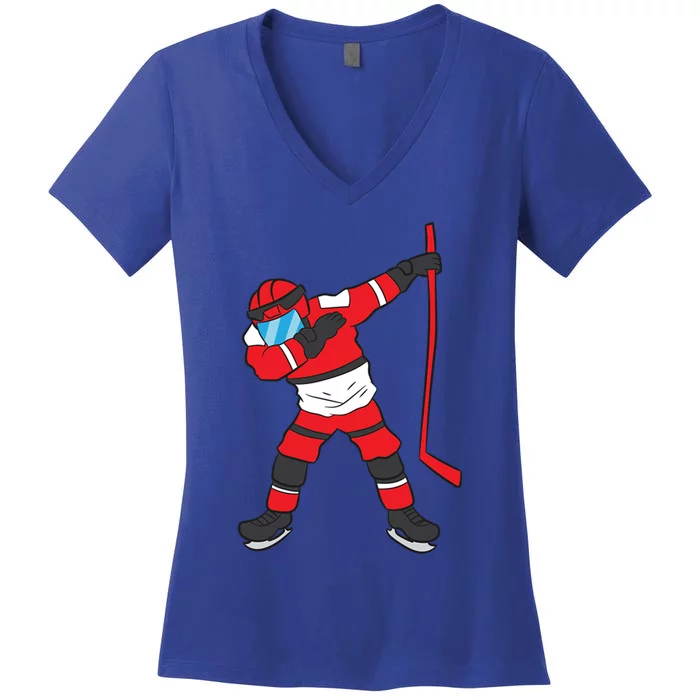 Dabbing Hockey Player Hockey Son Hockey Gift Ice Hockey Great Gift Women's V-Neck T-Shirt