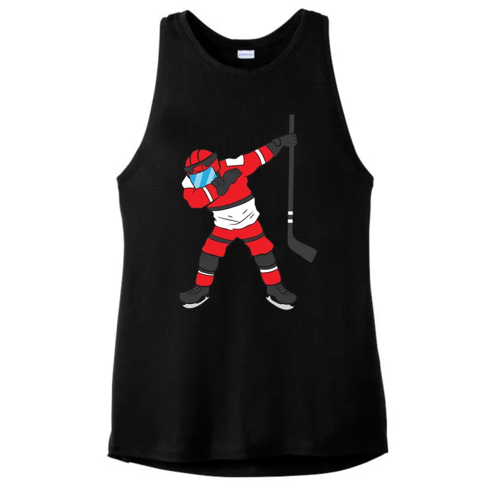 Dabbing Hockey Player Gift Christmas Ladies Tri-Blend Wicking Tank