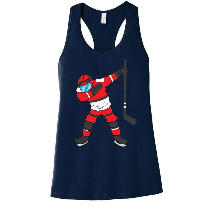 Dabbing Hockey Player Gift Christmas Women's Racerback Tank