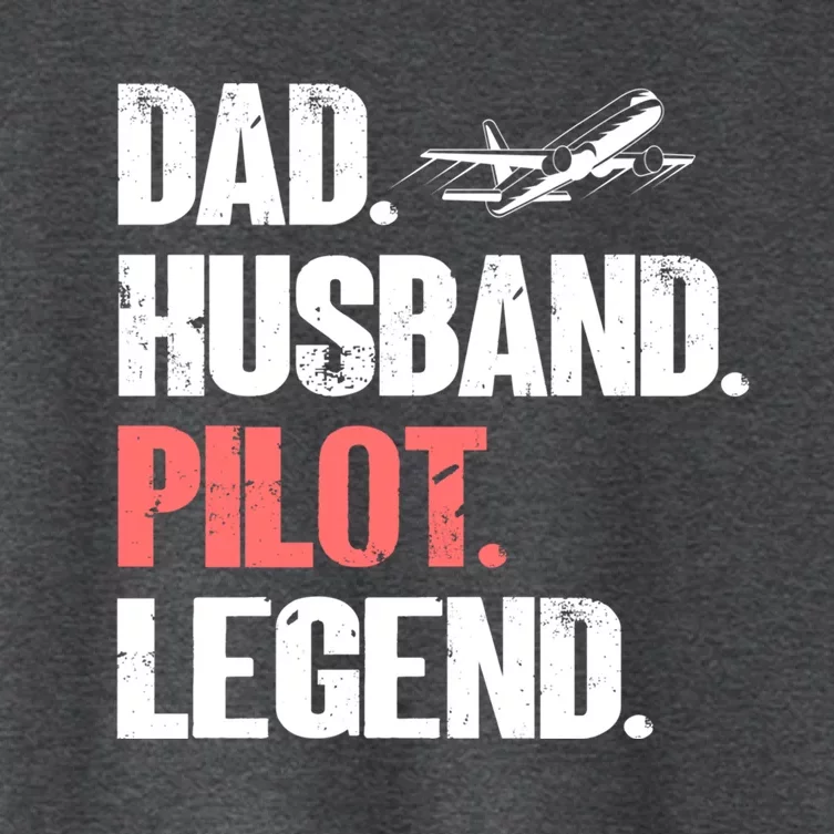 Dad Husband Pilot Legend Airplane Pilot Aviation Gift Women's Crop Top Tee