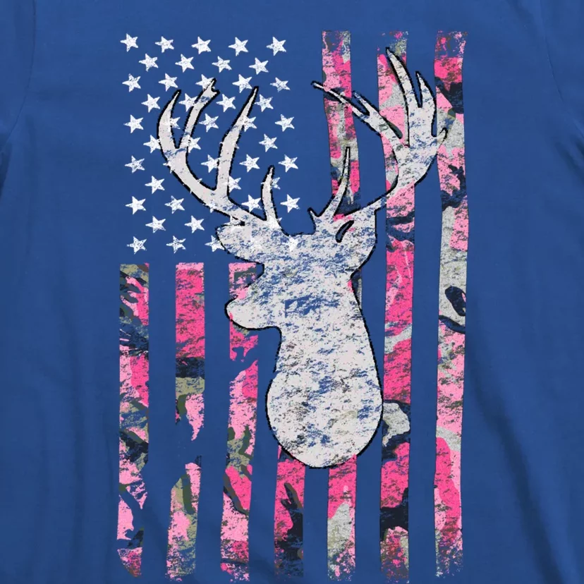 Deer Hunting Pink Camouflage Flag Distressed Cute Gift T-Shirt