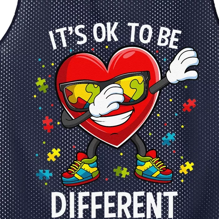 Dabbing Heart Puzzle Pieces Autism Awareness Gift Mesh Reversible Basketball Jersey Tank