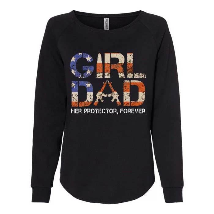 Dad Her Protector Forever Funny Father of Fun Dad Womens California Wash Sweatshirt