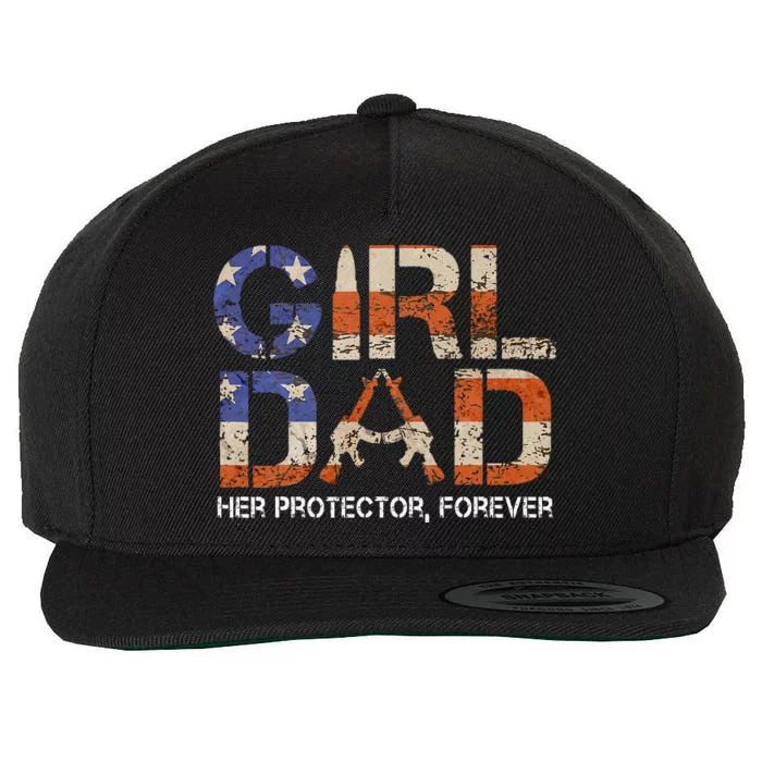 Dad Her Protector Forever Funny Father of Fun Dad Wool Snapback Cap