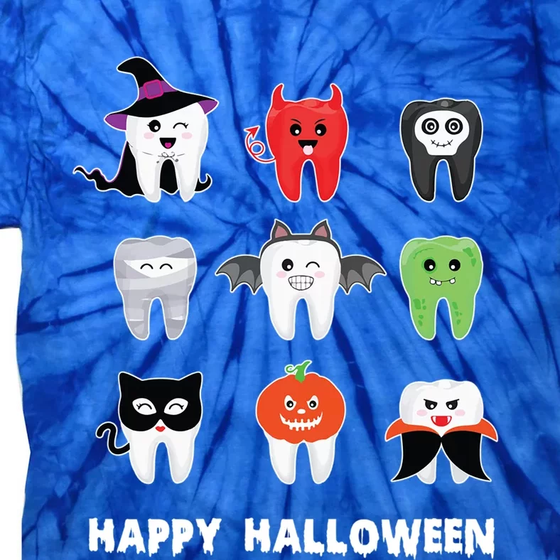 Dental Halloween Pumpkin Ghost Witch Tooth Doctor Cute Gift Tie-Dye T-Shirt