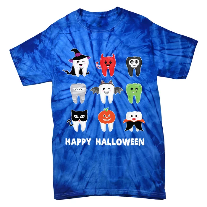 Dental Halloween Pumpkin Ghost Witch Tooth Doctor Cute Gift Tie-Dye T-Shirt