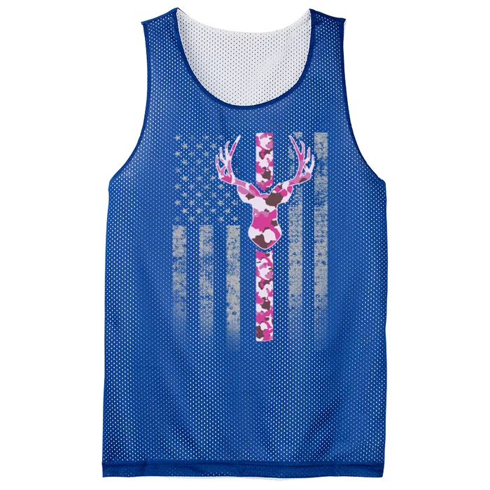 Deer Hunting Pink Camouflage Flag With Camo Deer Antlers Gift Mesh Reversible Basketball Jersey Tank