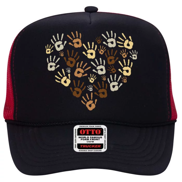 Diversity Hand Prints Gift Teacher Antigiftbully Gift High Crown Mesh Trucker Hat