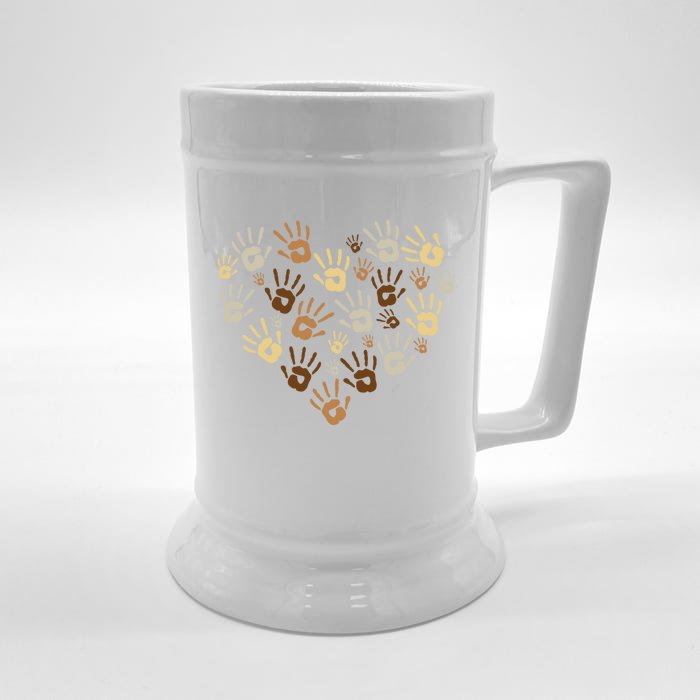 Diversity Hand Prints Gift Teacher Antigiftbully Gift Front & Back Beer Stein