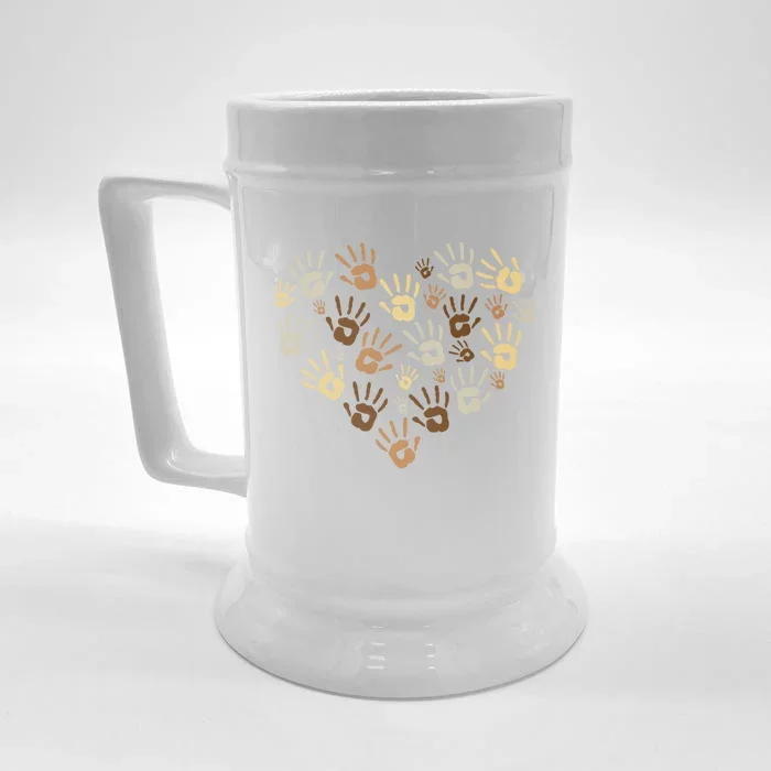 Diversity Hand Prints Gift Teacher Antigiftbully Gift Front & Back Beer Stein