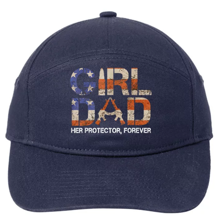 Dad Her Protector Forever Funny Father Of Fun Dad 7-Panel Snapback Hat