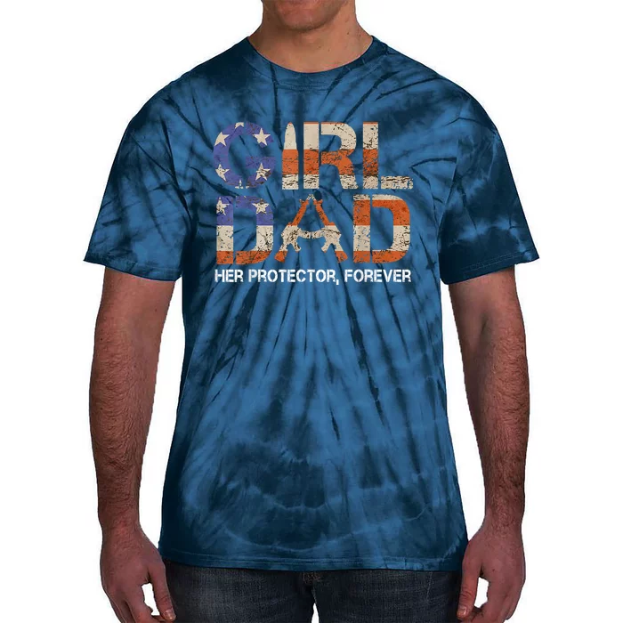 Dad Her Protector Forever Funny Father Of Fun Dad Tie-Dye T-Shirt