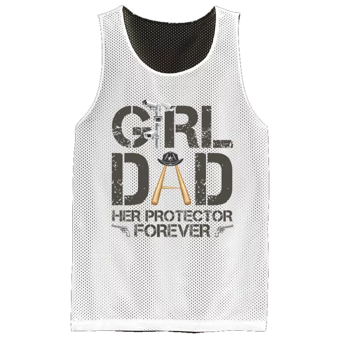 Dad Her Protector Forever Funny Father Mesh Reversible Basketball Jersey Tank