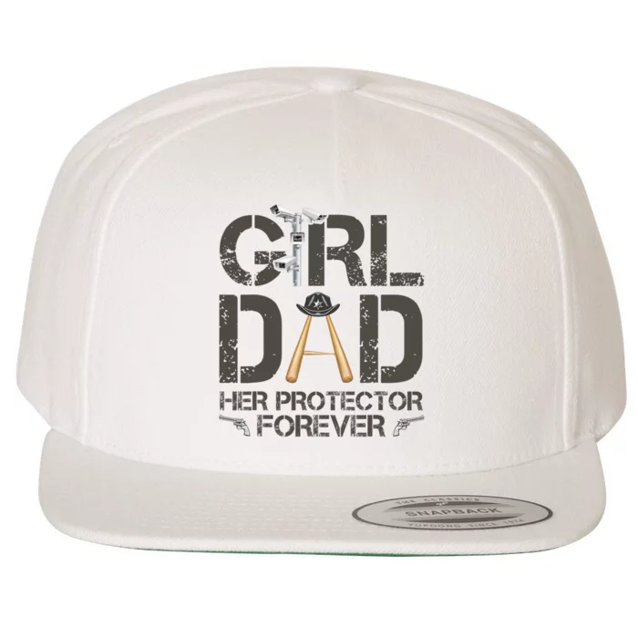 Dad Her Protector Forever Funny Father Wool Snapback Cap