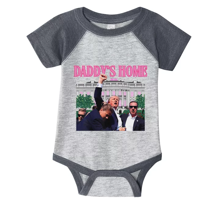 DaddyS Home President Donald Trump 2024 Fight Fist Legend Infant Baby Jersey Bodysuit