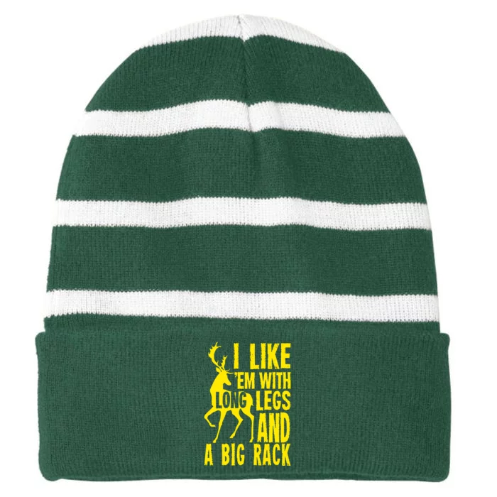 Deer Hunting Quote Striped Beanie with Solid Band