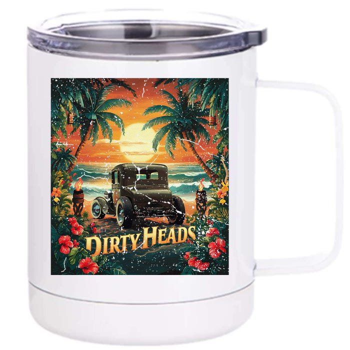 Dirty Heads Retro Beach Humor Palms Beach Car Summer Vibes Front & Back 12oz Stainless Steel Tumbler Cup