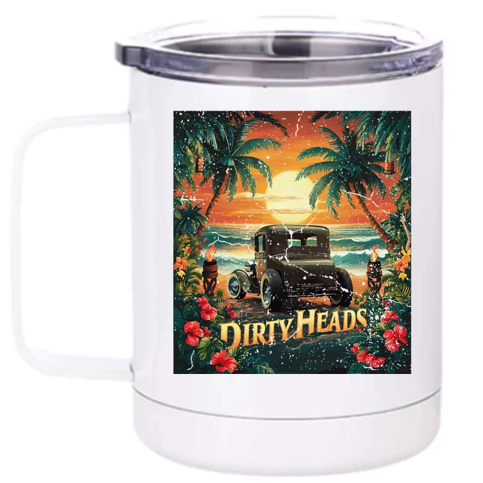 Dirty Heads Retro Beach Humor Palms Beach Car Summer Vibes Front & Back 12oz Stainless Steel Tumbler Cup