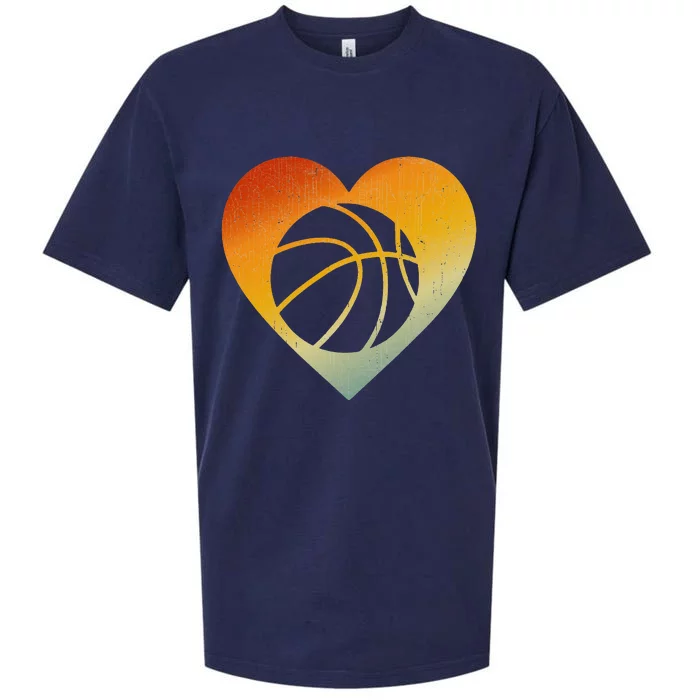 Distressed Heart Retro Style  Basketball Lover Sueded Cloud Jersey T-Shirt