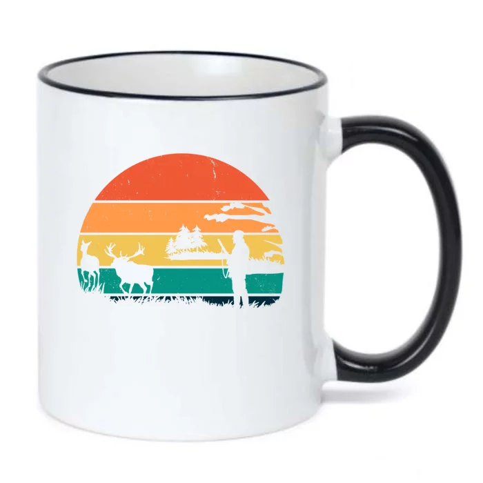 Deer Hunting Retro Sunset Nature Black Color Changing Mug