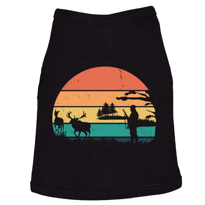 Deer Hunting Retro Sunset Nature Doggie Tank