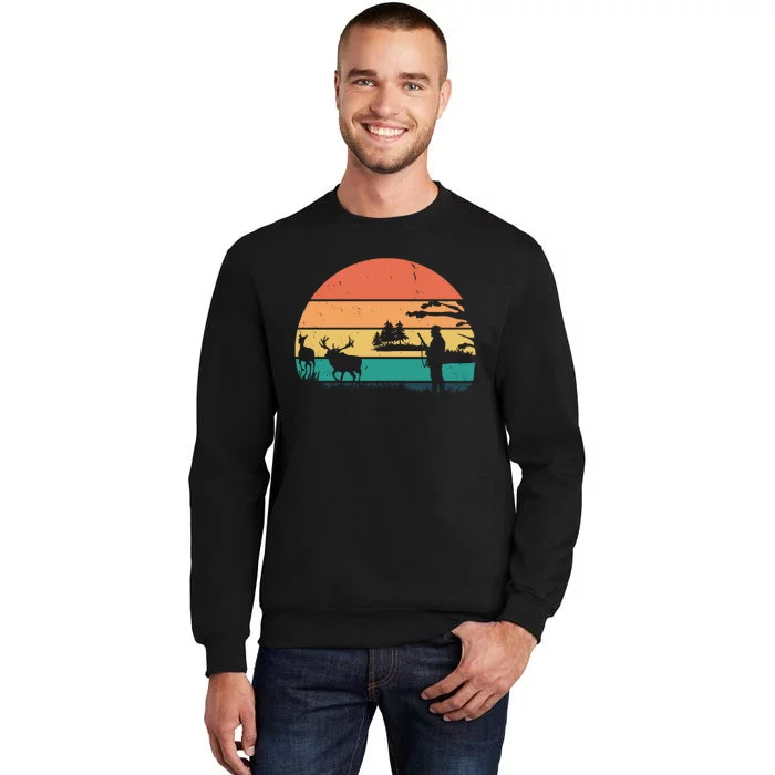 Deer Hunting Retro Sunset Nature Sweatshirt