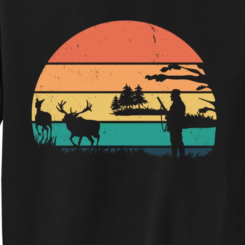 Deer Hunting Retro Sunset Nature Sweatshirt