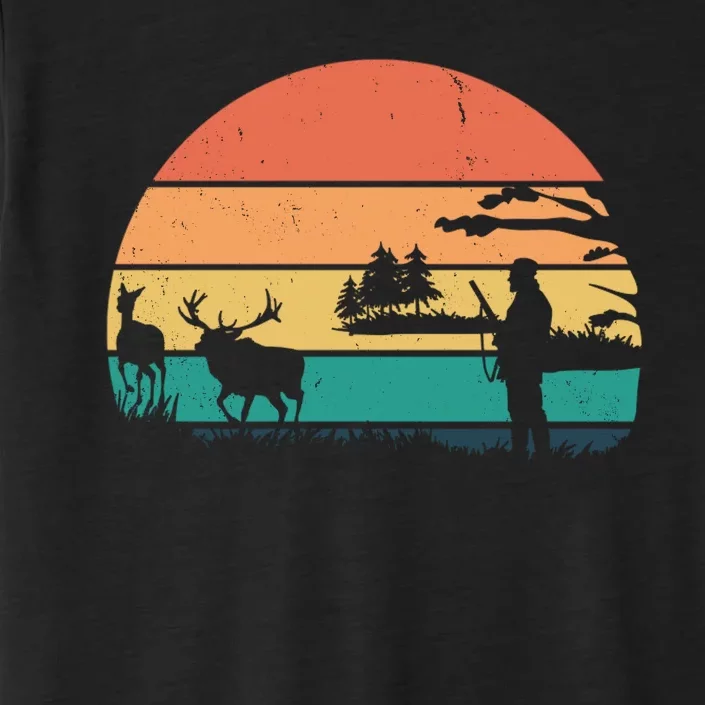 Deer Hunting Retro Sunset Nature ChromaSoft Performance T-Shirt