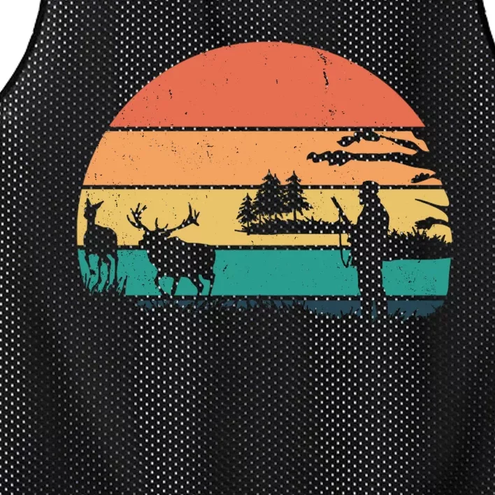 Deer Hunting Retro Sunset Nature Mesh Reversible Basketball Jersey Tank