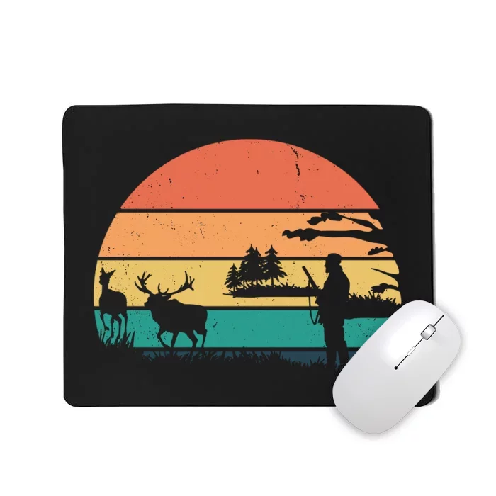 Deer Hunting Retro Sunset Nature Mousepad