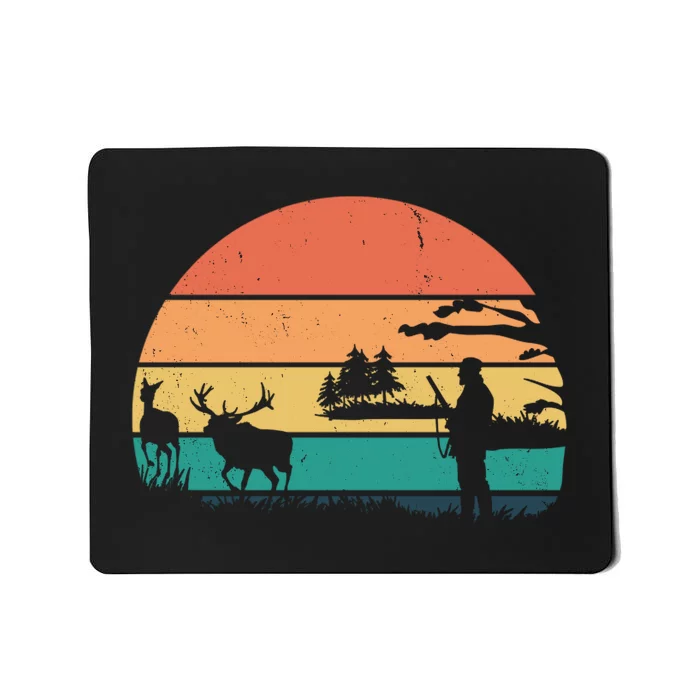 Deer Hunting Retro Sunset Nature Mousepad