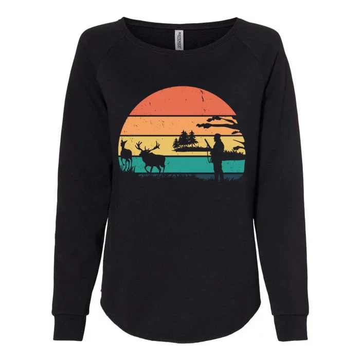 Deer Hunting Retro Sunset Nature Womens California Wash Sweatshirt