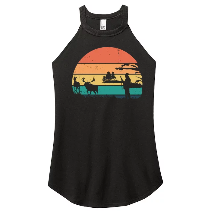 Deer Hunting Retro Sunset Nature Women’s Perfect Tri Rocker Tank