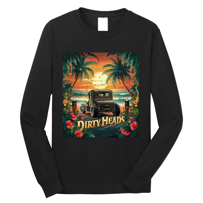 Dirty Heads Retro Beach Humor Palms Beach Car Summer Vibes Long Sleeve Shirt