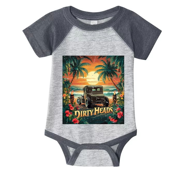 Dirty Heads Retro Beach Humor Palms Beach Car Summer Vibes Infant Baby Jersey Bodysuit